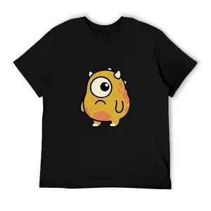Funny One Eyed Monster T-Shirt Spooky Cute Cyclops Graphic Tee Yellow Derpy Monster with Horns Relatable Aesthetic Gifts for Friends