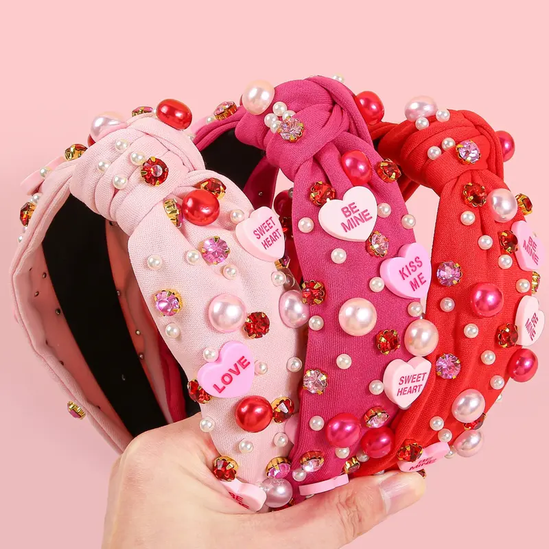 Valentine's Day Love Heart Pattern Headband, Hair Bows Headbands, Fashion Non-Slip Hair Accessory for Women, Wide Brim Design for Daily Use