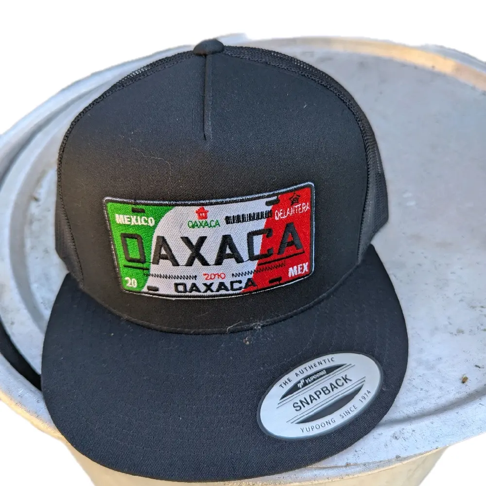 Oaxaca Mexico License Plate Logo Mesh Snapback Hat - Authentic Snapback Design with Oaxaca 2010 Patch hats men