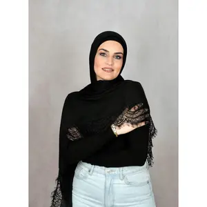 Black - Modal Lace Hijab Set