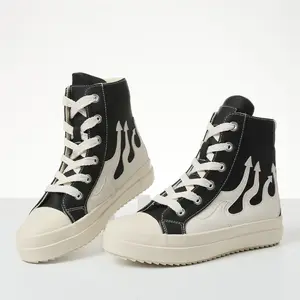 CELNEPHO Womens High Top Platform Sneakers With Round Toe Lace Up Pull on Comfortable Casual Two Color Canvas Shoes StepUp Styles