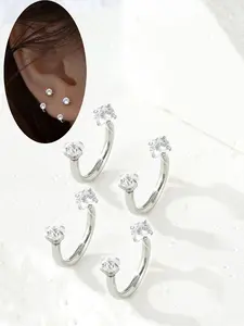 Zircon Inlaid U Shape Nose Ring, Stainless Steel Nose Ring, Fashionable Body Jewelry for Women & Men, Trendy All-match & Exquisite Jewelry for Birthday Gift, Sparkling Zircon Inlay