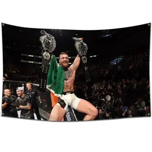 McGregor Boxing 3x5FT Flag Funny Durable Man Cave Wall Flag with Brass Grommets 3x5 Feet Flag for College Dorm Room Decor, Outdoor, Bedroom, Party  gifts, travel, filming, events, festivals Banners Garage Light Ornaments