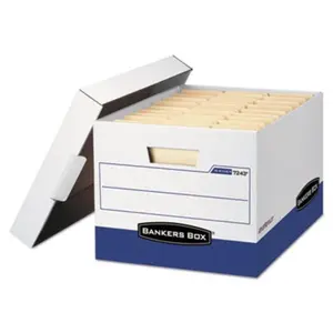 Bankers Box  12.75 x 16.5 x 10.38 in. Heavy-Duty Storage Boxes, Letter & Legal Files, White & Blue