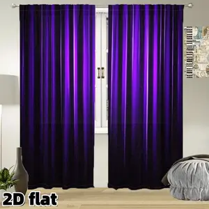 2D Flat 2Pcs Modern Purple Gradient Curtains Rod Pocket Design Semi Sunshade Polyester Material Elegant Room Darkening Panels Suitable for Living Bedroom Study Office Window Treatment Home Decor Privacy Protection Home Decoration Curtain