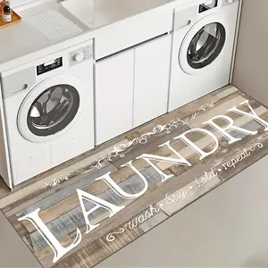 1 Pc Brown Wood Grain Background Laundry Room Rug Soft And Comfortable Long Strip Carpet Printed Mat Anti Slip Floor Mat Suitable For Home Kitchen Living Room Bedroom Sink Laundry Room Decoration Carpet Mat