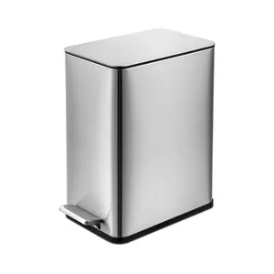 QUALIAZERO 2.6 GAL/10L, Slim Shape, Stainless Steel Step-ON CAN, with Soft Close LID (Stainless Steel)