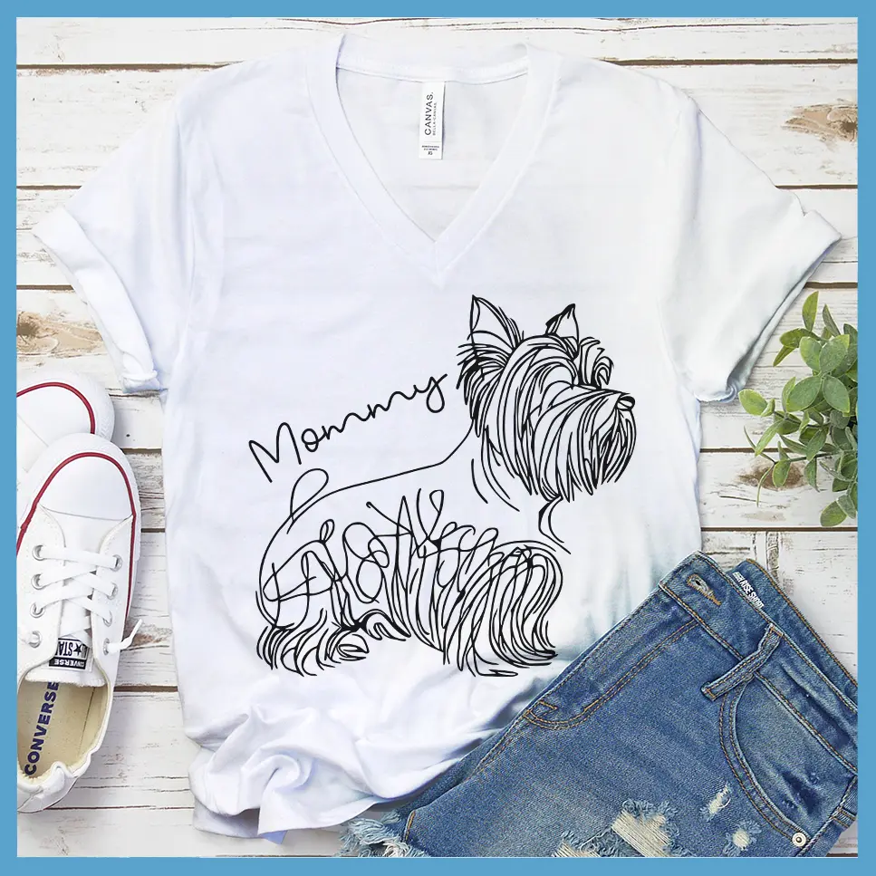 Yorkshire Terrier Line Art V-Neck