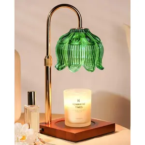 Candle Warmer Lamp with Timer Dimmer, Lotus Flower Dimmable Candle lamp Warmer, 2 Bulbs, Height Adjustable Wax Melt Warmer for Jar Scented Candles, Birthday Gifts for Women Mom, Home Decor