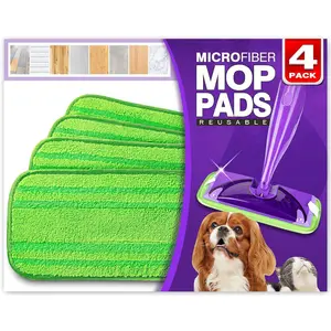 Mop Pads Compatible with  WetJet - Microfiber Pad Refill Machine Washable for Household Cleaning - Cleaning Floor Mop  Pads Work Wet and Dry - Pack of 4