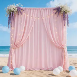 Pink Event Backdrop Drapes 5ft x 10ft 4 Pcs, Soft Polyester with Liquid-Like Flow for Bridal Shower, Engagement, Birthday, Christmas, Photography