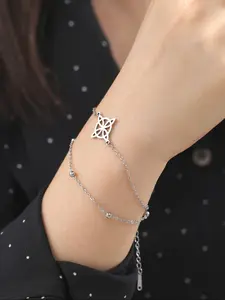 Elegant Stainless Steel Round Ball Witch Knot Bracelet Anklet, Adjustable Dual Layer Design, Perfect for Weddings and Parties, Fashion Accessory