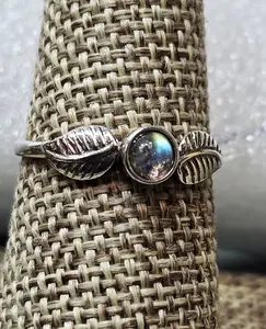 Bee Natural Rainbow moonstone Sterling Silver mark 925 ring sizes 4-12 marquise stone 4 mm gift box included