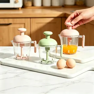 Press Type Egg Beater with Filter Cup, Handheld Egg Mixer, Multi-Functional Stirring Tool for Egg, Batter & Cream, Home Kitchen Gadget