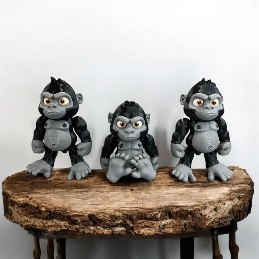 3D Gorilla Statue Ornament - Integrated Multi Joint Gorilla, Pet Commemorative Collection Desktop Decoration, Fun Desk Partner