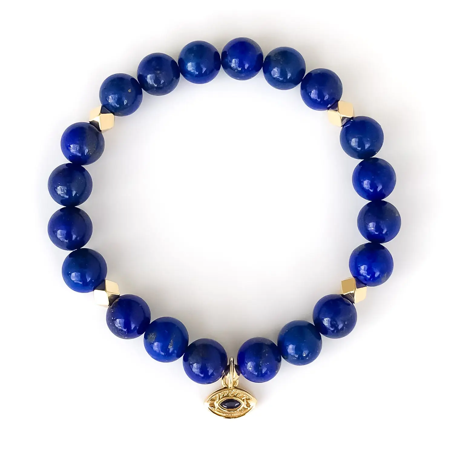 Divine Protection Lapis Lazuli Mala Bracelet with Evil Eye