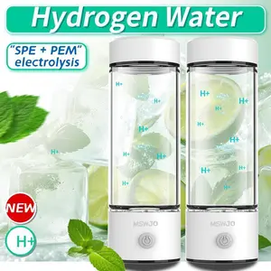 Hydrogen Water Bottle, Hydrogen Rich Water Generator, Rechargeable Portable Glass Hydrogen Water Ionizer Machine with SPE and PEM Technology, for Daily Office Home Travel and Fitness Drinking Drinkware Drinkware Drinkware Lid Lid Tumbler Mug Bottled