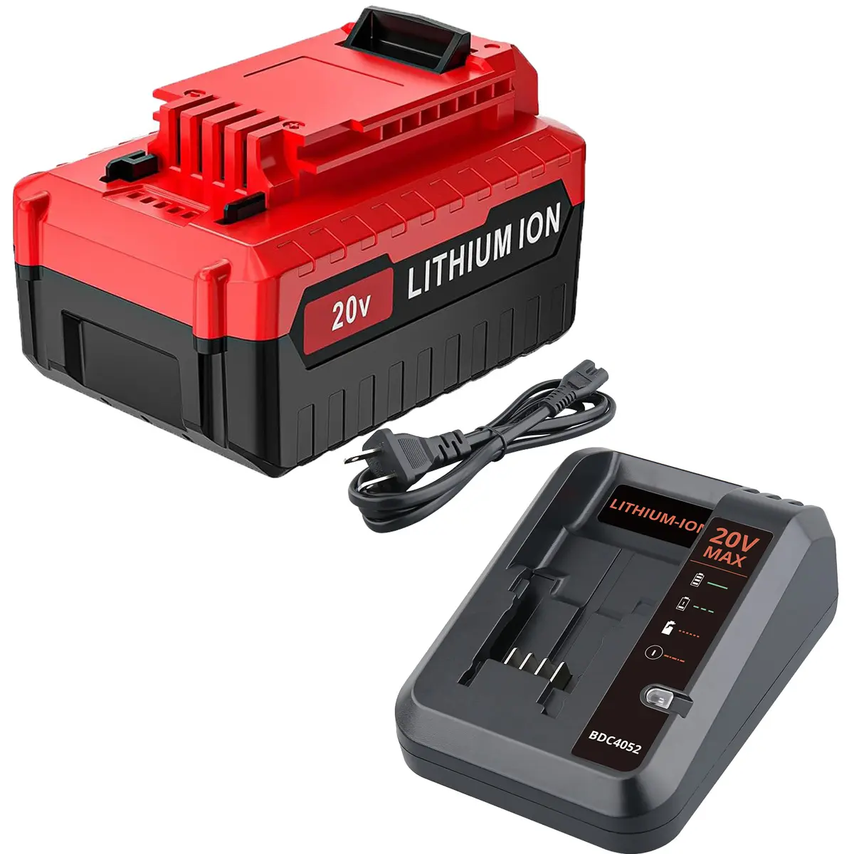 20Vmax 5.0Ah Lithium Ion Cordless Replacement Battery & PCC692L Charger for Porter Cable 18V/20V Devices, 20V Tool Ready, Compatible with PCC680L, PCC681L, PCC682L, PCC685L, Lithium Ion Battery