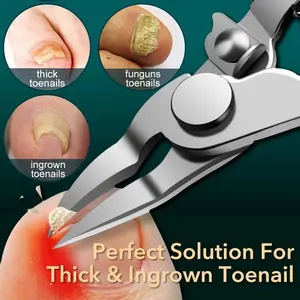 Heavy-Duty Stainless Steel Toenail Clippers Set, Precision Trimmer for Thick & Fungus Nails, Ingrown Correction Tool, Lightweight Foot Care Kit C9195