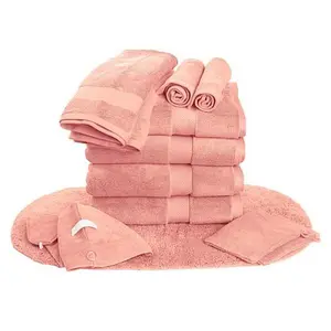 Joy Mangano Joy CleanBoss Bath Makeover 12pc USA Cotton Towel Set w/Rug