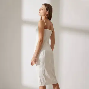 RIHOAS 2024 Summer new fashion three-dimensional lines sexy drape Slim water ripple texture pearl halter dress casual Women's Womenswear Elegant