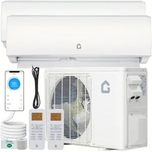 Dual Zone Mini Split AC/Heating System 28K BTU (12K+12K), 20 SEER2 Wall Mounted Air Conditioner, 208-230V Heat Pump, Pre-Charged Condenser (Lineset Not Included)