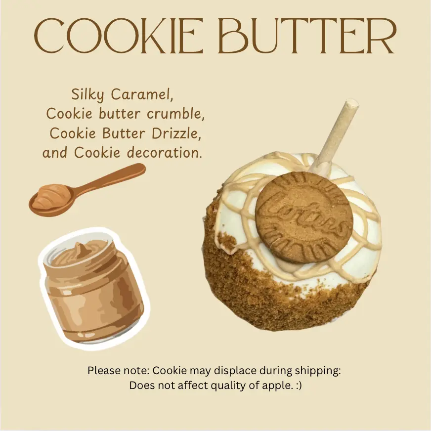 Copperpot Caramel Co Cookie Butter - Large Crisp Granny Smith Apple Coated in Signature Copper Pot Caramel with Chocolate Drizzle & Festive Sprinkles