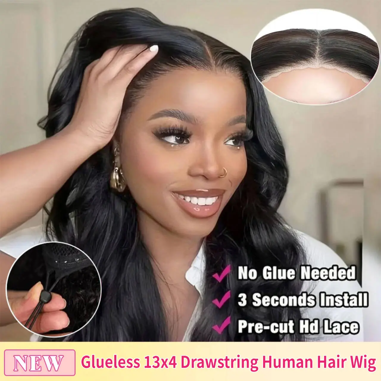 [New Glueless]13x4 Body Wave-Drawstring Wig