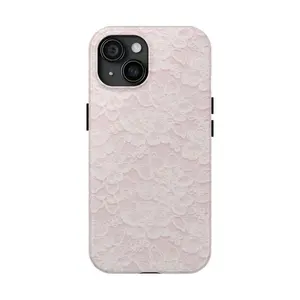 Pink Floral Lace Phone Case - Dual Layer Protection - Case for iP 11 - 17