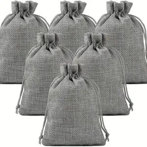 Stylish Burlap Jewelry Bags with Drawstring, 50pcs Set for Gift Wrapping & DIY Crafts, Perfect for Christmas Parties & Holiday Gifts