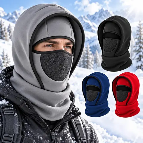 Full Face Balaclava Hats - Winter Polyester Hood Mask (56-61cm) with Breathable Mesh Panel, Cold Weather Coverage for Skiing & Motorcycle Riding Fashion Accessory