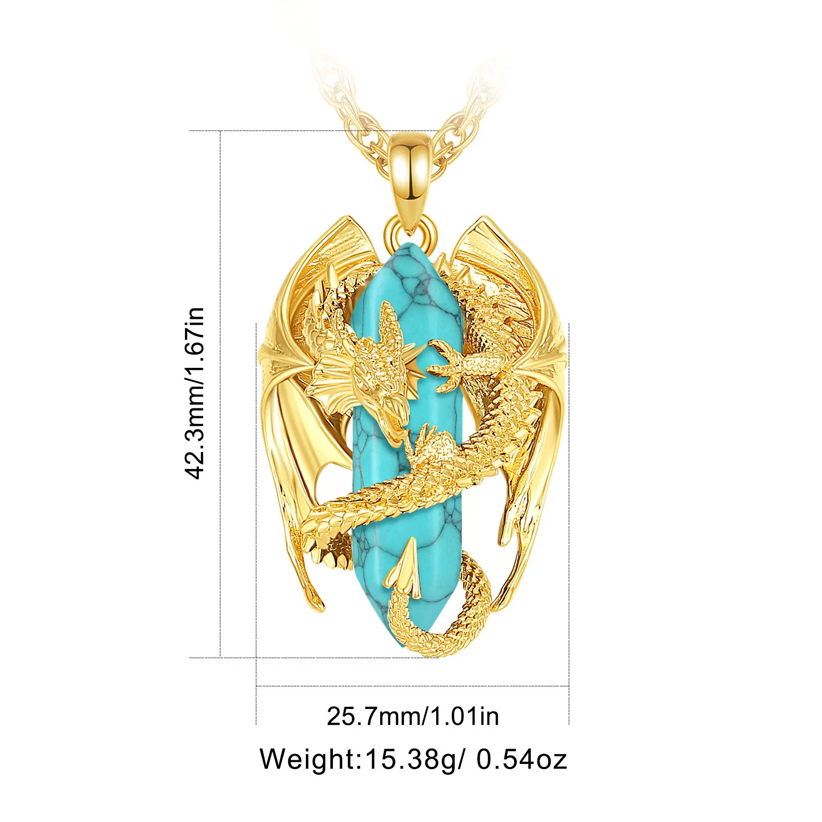 Large Dragon Gold Plated Turquoise