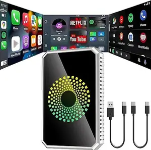 Al Box 3-in-1 Wireless Car Adapter: Stream Netflix/YouTube/TikTok/Google Play ,Fits Factory Wired CarPlay Vehicles
