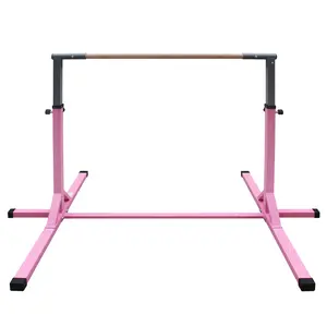 Gymnastics Bar for Kids, Adjustable Height Gym Bar, Junior Training Kip Bar for Home, Built for kids 3+ Years Pink