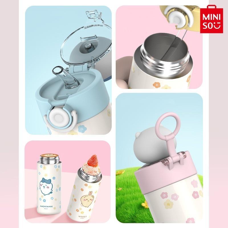 [Mothers' Day Gift]MINISO Chiikawa Pop-Top Insulated Tumbler – 15.2 fl oz,  Cute Leak-Proof Design, Perfect for Home, Office, Campus & On-the-Go, Idal Birthday Gift for Fans, Friends & Kids Drinkware Flasks Portable Bottled Water Bottles Cover Mug