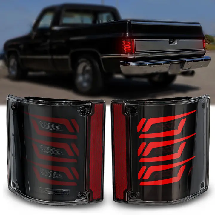 Animated Sequential Smoked LED Tail Lights for 1973-1987 Chevy GMC C/K Pickup & SUV Plug & Play