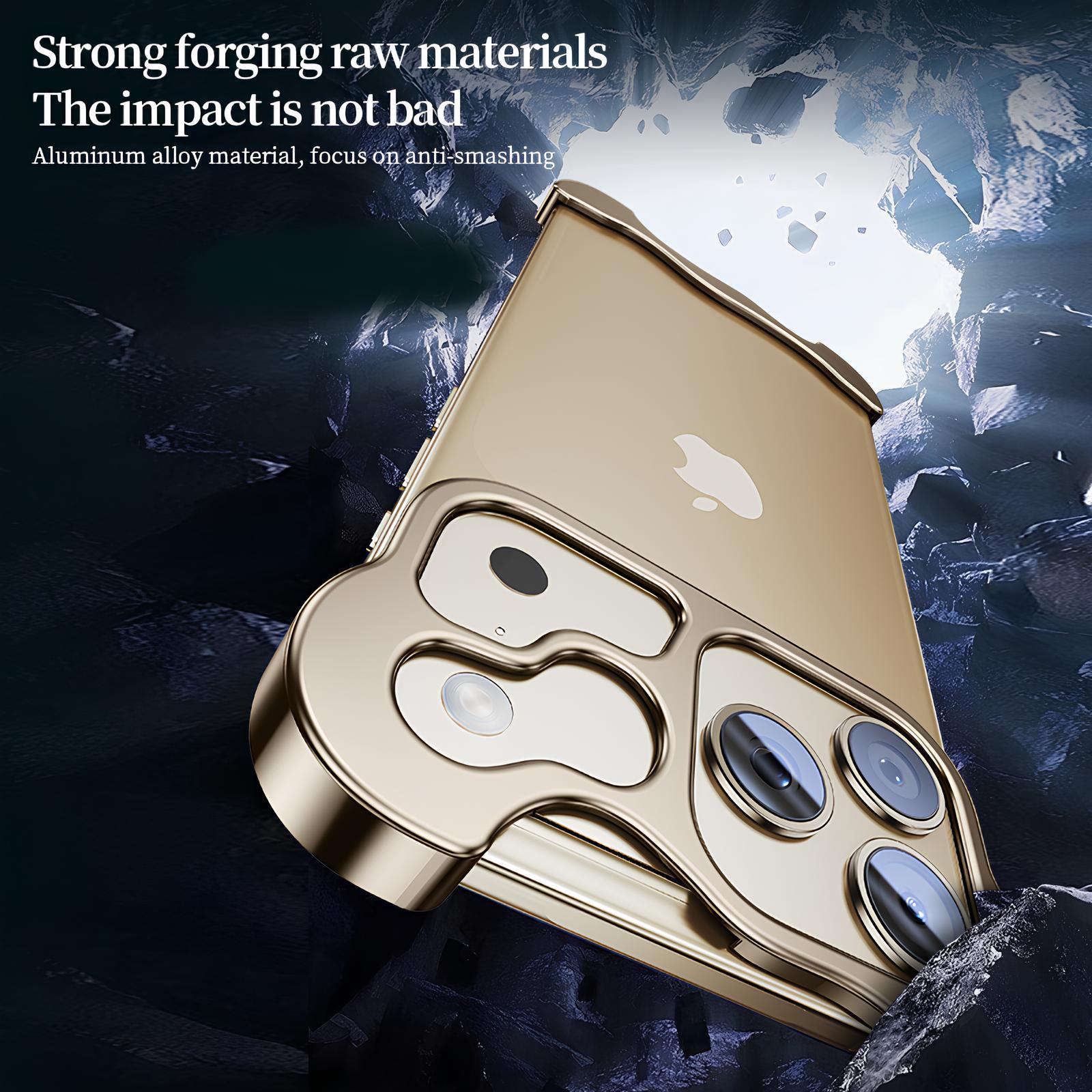 Borderless Electroplated Glossy Case For iPhone 17 Pro Max Air 17/16/15/14/13 Hard Shockproof Bumper Shell Irregular Titanium Alloy Lens Camera Protection Frameless Minimalist Protective Cover Elastomer Inlays Easy Fit Extremely Highlighting Personality