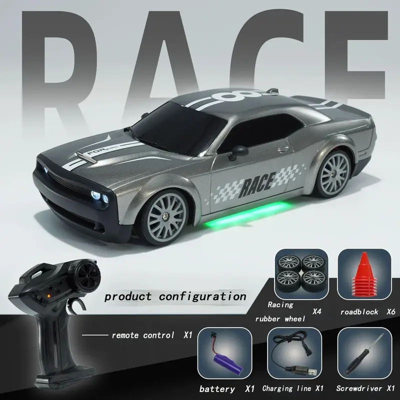 Remote Control Car, 1 Set 1:20 Scale 4d 20kmh High Speed Remote Control Car, Led Lights Drifting Car, Rc Supercar Kit, Rechargeable Toy, Rc Cars for Adults, Rechargeable Race Car, Rc Model Car