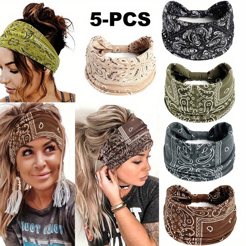 5pcs Bohemian Paisley Headbands for Women - Soft, Stretchy & Breathable Multifunctional Hairbands in 5 Vibrant Colors  - Perfect for Yoga, Running & Outdoor Sports, All-Season Comfort, Exercise Headband | Vibrant Headbands | Stretchy Fabric