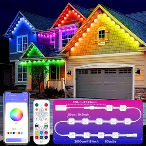 New summer release 100-ft (approx. 30m) RGB eave lights, smart RGB outdoor lights with 72 scene modes and customizable settings. Perfect for New Year’s decorations, garden decor, and outdoor use, and an ideal choice for weddings and family birthday partie