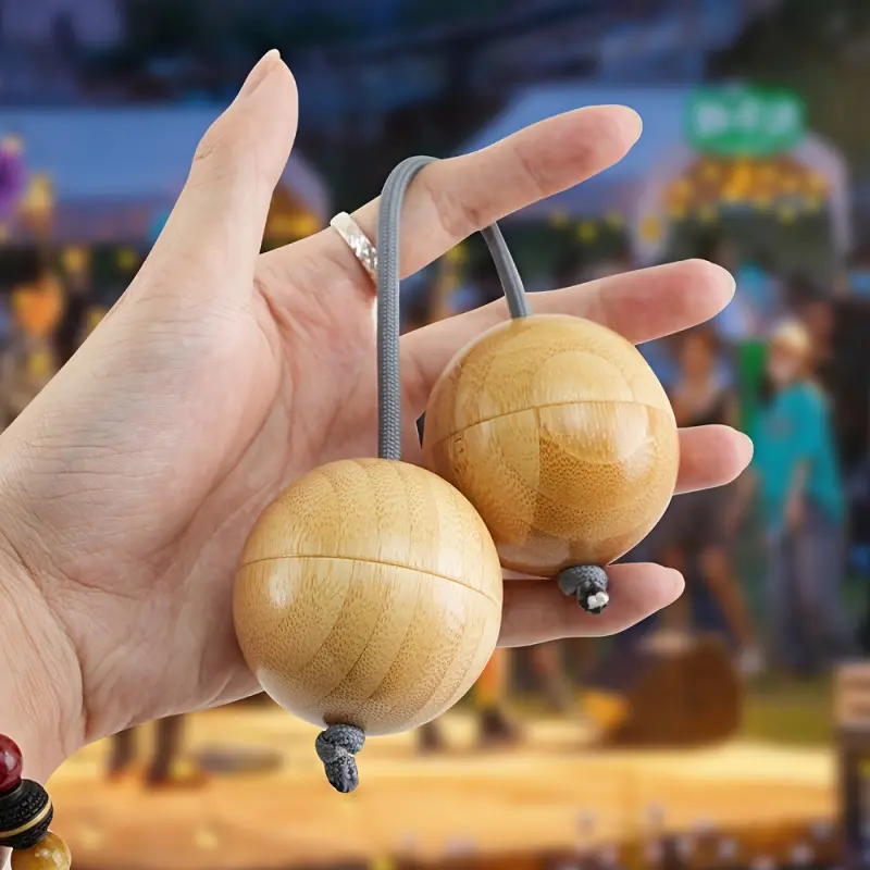 Rhythm Sand Ball Solid Wood Beech Bamboo Chicken Wings Rhythm Malakas Style C African Prelude Instrument Swindler Shaking Ball Kasaka Music Drum Double Woodball Percussion Instrument