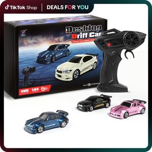 Hotfree 1/64 Mini RC Drift Car, 4WD High-Speed Full-Proportional Remote Control Sports Car with Steering Servo, LED Lights, USB Rechargeable, Desktop Entertainment Toy, Fun Birthday Christmas Gift for Kids Boys Portable Exquisite Details
