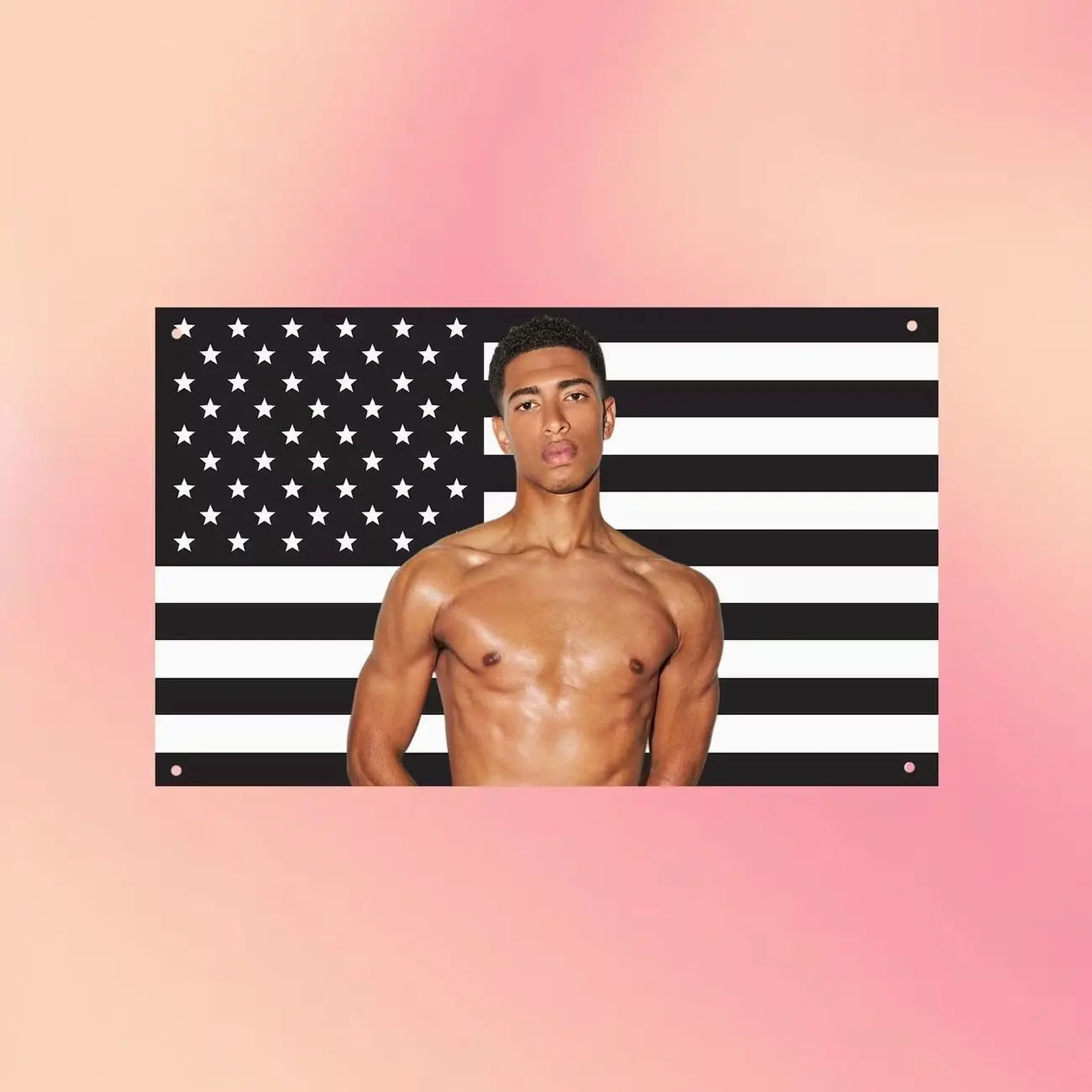 Jude Bellingham Black USA Flag Wall Tapestry, Football Player Flag, Hot Athlete Decor, Soccer Fan Bedroom Gift