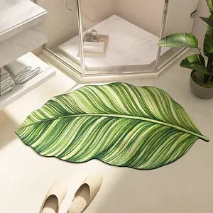 Leaf Shaped Bathroom Mat, 1 Count Creative Non-slip Home Floor Mat, Water Absorbent Bathroom Rug, Household Bath Mat, Home Goods, Bathroom Decorative Mat