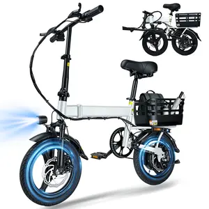 500W Peak Power E-Bike, 18MPH Top Speed, 36V 12Ah battery, 3 Riding Modes, 14” Folding E-Bike For Adults & Teens, City Commuter with Rear Basket