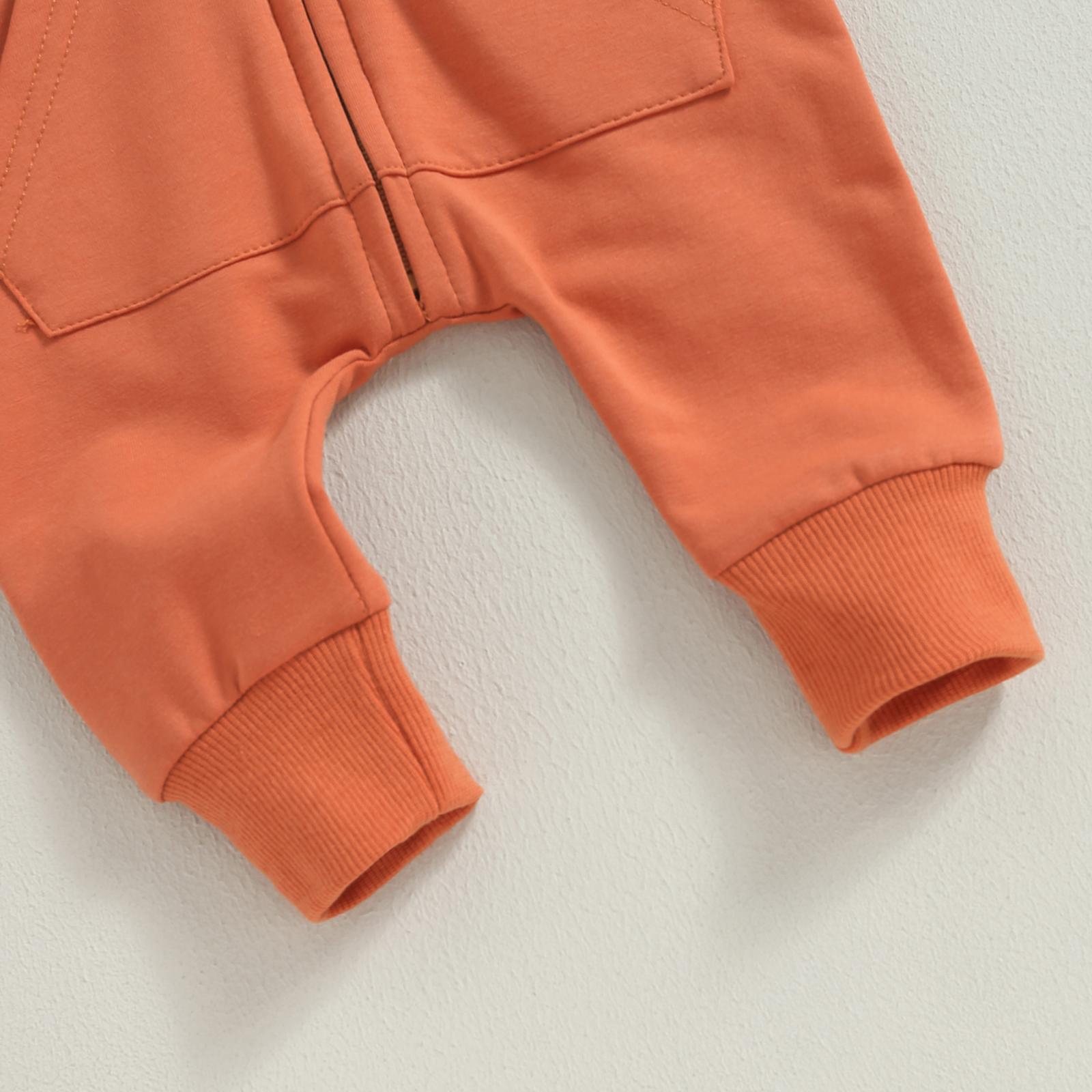 Fall Baby Clothes Newborn Boy Girl Romper Solid Long Sleeve Hoodie Jumpsuit Winter Infant  Outfit