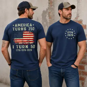 Comfort Colors America Turns 250 I Turn 50 Retro Shirt, Vintage 50th Birthday Tshirt 1976, Patriotic 50th Birthday Gift, 1776 ,2026