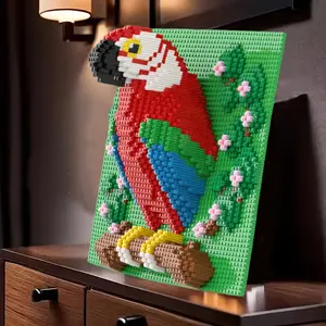Parrot 3D Puzzle Building Blocks Decoration, Bookshelf Home Office Cabinet Decor, Party Living Room TV Stand Display, Ideal Gift