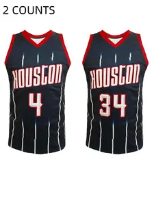 Men's Letter & Number Embroidery Basketball Jersey, Vintage Breathable Sleeveless Basketball Vest, Basketball Clothing for Training & Casual Wear