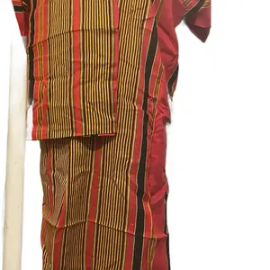Red Baati 2-Piece Set with Yellow and Red Stripes